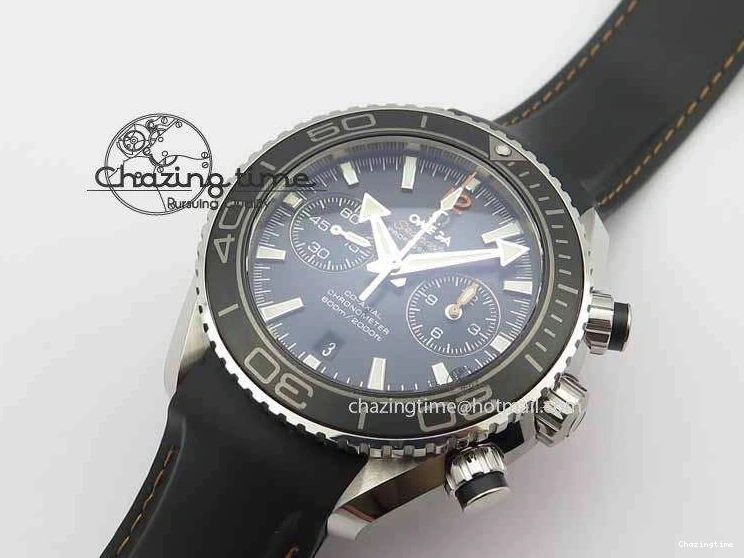 0429 Planet Ocean Master Chrono 45mm SS OM 1:1 Best Edition Black Dial Orange 12 On Rubber Strap A Durable 8169